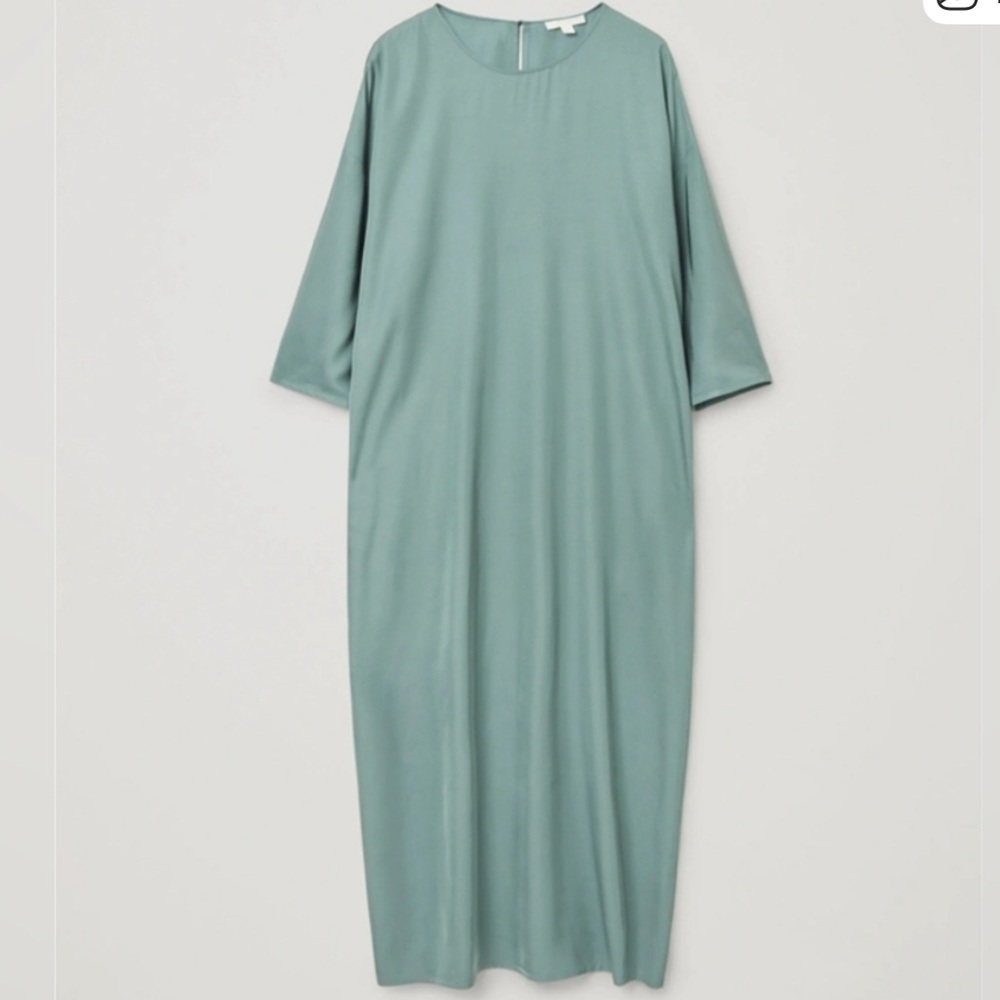 COS Size 4 Teal Maxi Dress Short sleeves Side Pockets NWT Lagenlook